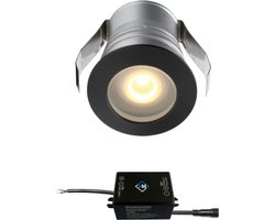 Cree LED inbouwspot Burgos zwart in - 3W / rond / dimbaar / 230V / IP65 / downlights / plafondspots / spotjes / inbouwspots / badkamer / woonkamer / keuken / spotlight / warmwit