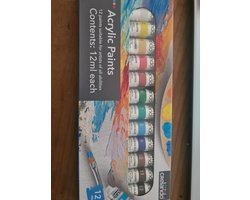 Crelando Acryl verf - 12 stuks ieder 12ml - Sneldrogend - Verschillende kleuren - Knutselen