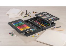 Crelando Houten Verfkoffer - 174-delige Schilder koffer met Verf & Potloden