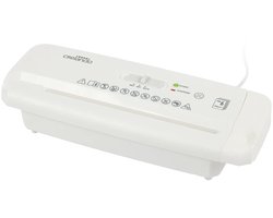 Crelando Opzet Papiervernietiger Wit - Uittrekbare telescooparm voor ronde of hoekige prullenbakken - Snijtype: strip-cut - Snijcapaciteit: max. 6 vel A4 (80 g/m²) - Automatische start/stop-functie