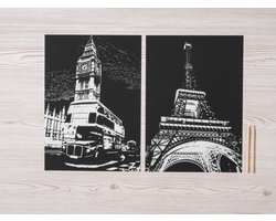 Crelando set krastekeningen 4-delig Architectuur/zilver