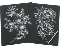 Crelando set Krastekeningen 4-delig Bloemen/goud