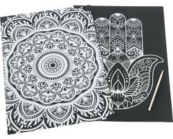 Crelando set krastekeningen Mandala / gekleurd 4-delig