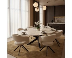 Crema Marfil Eetkamertafel - Marmer - Ovaal