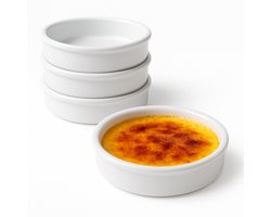 Crème-Brûlée Schaaltjes - Ook geschikt voor tapas – 4 stuks – Ø 12 cm – Wit Porselein