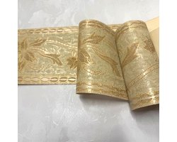 creme goud rand textiel gebreide design bladeren 7582/A