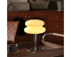 Crème paddenstoellamp - Mid-century moderne lamp voor nachtkastje - Dimbare retro bedlampen - Woondecoratie sfeerverlichting voor slaapkamer woonkamer