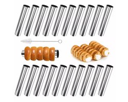 Crèmehoornvormen - Croissantvormen - Geschikt Voor Zoete Bakproducten En Gebak Inclusief Reinigingsborstel - 20 Stuks - Voor Cannoli En Schillerlocken Zilver