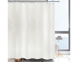 Crèmekleurig douchegordijn - waterafstotend - 1 stuk - 180x240 cm - inclusief gewichtjes
