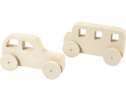 Creotime Auto's Hout 12 X 6 Cm Blank 2 Stuks
