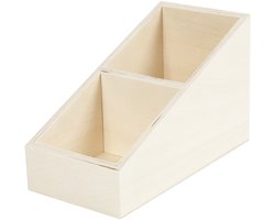 Creotime - Display Doos - Presentatie Box - 2 Vakken - Triplex Hout - Hoogte achterkant: 12cm - Hoogte voorkant: 4cm - Diepte: 19,5 cm - Breedte: 10cm - 1 stuk