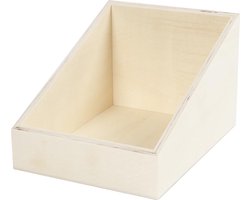 Creotime - Display Doos - Presentatie Box - Triplex Hout - Hoogte achterkant: 12cm - Hoogte voorkant: 4cm - Diepte: 19,5 cm - Breedte: 15cm - 1 stuk