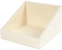 Creotime - Display Doos - Presentatie Box - Triplex Hout - Hoogte Achterkant: 12cm - Hoogte Voorkant: 4cm - Diepte: 19,5cm - 1 stuk