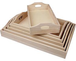 Creotime Houten dienbladen, Keizerin boom, 6 assorti
