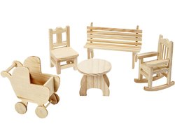 Creotime Houten Mini-meubels 5 X 10 Stuks Blank