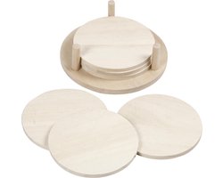 Creotime Houten Versierbare Schijven Met Houder 6 Stuks