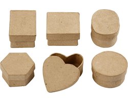 Creotime Mini-dozen Papier-maché 4-6 Cm Bruin 6 Stuks