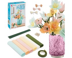 Crepe Papier Bloemen Set - decoupage papier - Maak Je Eigen Papieren Bloemen - Inclusief 6 Voorbeelden en Instructies - Joya Creative