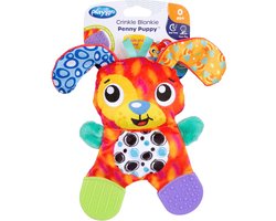 Crinkle Blankie Penny Puppy- rammelaar - Speelgoed Baby -knuffeldoekje - Baby Speelgoed - Educatief baby speelgoed- bijtring