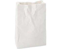 Crinkle Paper Bag Ceramic Vase - Book Flower Vase | White Minimalist Boho Vase For Modern Trendy Home Dining Room Table Centerpiece Decor Mumiao