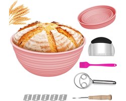 CRLYN® Zuurdesem Starter Set - Broodbak Met Rijsmand - Sourdough - Roze