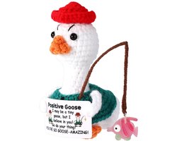 Crochet Goose, Handmade Goose Positive Support Fishing Inspirational Crochet Doll with Animals Practical Decoration Accessories for Bedroom Study Room Office