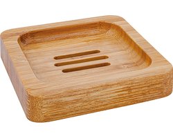 Croll & Denecke Zeepbakje – Zeephouder – Strak design – Bruin – Vierkant – 10 x 10 cm - Bamboe