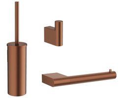 Crosswater MPRO toiletset - toiletborstelhouder - handdoekhaak - wcrolhouder - geborsteld brons
