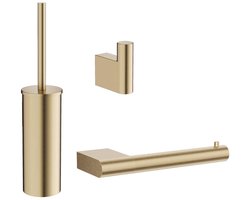 Crosswater MPRO toiletset - toiletborstelhouder - handdoekhaak - wcrolhouder - geborsteld messing