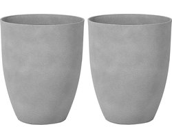 CROTON - Bloempot set van 2 - Lichtgrijs - 43 cm - Stenenmix
