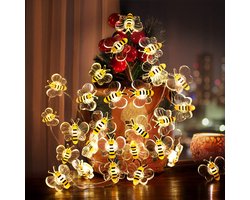Crrynuo 1 Stuk Bijen Sfeerverlichting - 3 Meter Met 30 LED Lampjes - Batterij Gesteund - Transparante PVC - Decoratie Voor Slaapkamer & Feesten