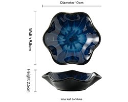 Crrynuo 1 Stuk - Keramisch sieradenbakje - Ovengebakken lotusbladschaal - Blauwe kiln-changekleuren (met lichte tot donkere tinten) - Lotusbladpatroon - Door de kiln - change techniek ontstaan er veranderingen in de kleurendiepte