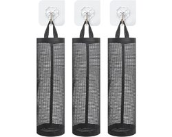 Crrynuo-3-pack plastic tas boodschappentas rek-hangend gaas opvouwbaar vuilniszak opbergrek-plastic tas rek voor vuilniszakken-boodschappentas opbergrek-geschikt voor badkamer-keuken-woonkamer