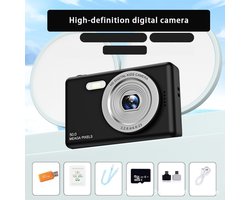 Crrynuo - Digitale Camera - Kindercamera - Fotocamera Voor Kinderen - Kindercamera Met Mat Textuur 1 Set - 2.3" LCD-Scherm - 64GB TF Kaart - Zwart