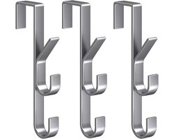 Crrynuo - Handdoekhaken voor over de deur - 3-pack 7,5 inch grijze koolstofstalen zakhaken - voor handdoeken-schorten-doeken en tassen in de keuken-badkamer en slaapkamer (grijs)