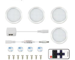 Crrynuo - LED-spotpakket - LED lamp - Smart Afstandsbediening - LED Kastlampenset - 4 Stuks - Warm Wit - Energiezuinig