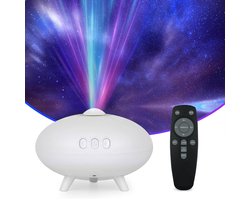Crrynuo - Nachtlamp - UFO Design - Zeven Kleurveranderingen - UFO Sterrenhemel Projector Nachtlamp - 1 Stuk - Afstandsbediening & LED Technologie - Wit