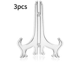 Crrynuo - Opvouwbare bordenhouder - Decoratieve bordenhouder - Liphouder - Fotolijst - Groot - Transparant (3 verpakking)