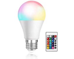 Crrynuo Slimme LED Lamp - 1 Stuk - RGB Multicolor - E27 Bolvorm - Afstandsbediening - 16 Kleuren - Dimbaar - Energiezuinig