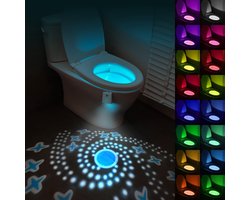 Crrynuo - Toilet Nachtlamp met Bewegingssensor - 16 Kleuren - RGB en Wit Licht - Oplaadbaar - Met Projectorfunctie