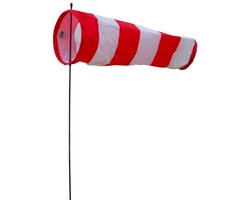 Crrynuo Windzak - 1 Stuk - 60cm Rood/Wit - Professionele Windsok - Met PET Reflecterende Strip - Voor Tuin & Buitenruimte - Luchthavenkwaliteit