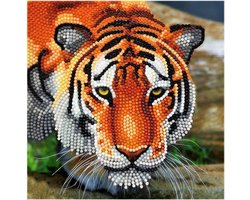 Crystal Art Card kit - Diamond painting wenskaart The Tiger 18 x 18 cm
