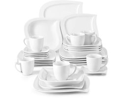 Crystal Bordenset – Ontbijtborden – 12 persoons – 60 delig – Marmerlook Keramisch – Eetborden – Kleurrijke presentatie