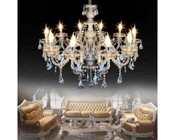 Crystal Chandelier - 10 Arm Kristallen Kroonluchter - Hanglamp - Cognac - Woonkamerlamp - Moderne lamp - Plafonniere