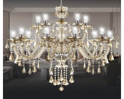 Crystal Chandelier - 15 Arm Kristallen Kroonluchter - Amber - Hanglamp - Woonkamerlamp - Moderne lamp - Plafonniere