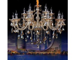Crystal Chandelier - 15 Arm Kristallen Kroonluchter - Cognac - Hanglamp - Woonkamerlamp - Moderne lamp - Plafonniere