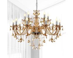 Crystal Chandelier - 15 Arm Kristallen Kroonluchter - Cognac - Hanglamp - Woonkamerlamp - Moderne lamp - Plafonniere