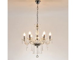 Crystal Chandelier - 6 Arm Kristallen Kroonluchter - Hanglamp - Cognac -Woonkamer Lamp - Moderne Lamp - Plafonniere