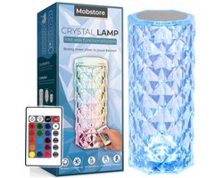 Crystal lamp – Crystal Lamp - Kristal Lamp - Draadloos - Luxe tafellamp met kristal effect – Sfeerlamp met afstandsbediening en touchbediening – Kristal lamp – Oplaadbaar – Diamond lamp - Mobstore