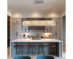 Crystal - Led Kroonluchter Verlichting - Huisverlichting - Chroom - Kroonluchters - Voor Woonkamer - Ovaal D70cm - Licht verwisselbaar